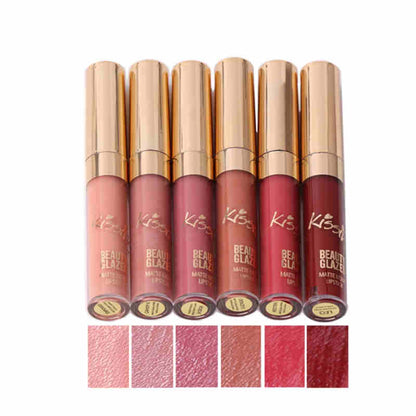 BEAUTY GLAZED 6pcs/Set Professional Liquid Lipstick Lip Gloss Makeup Matte Lipstick Lip Kit Long Lasting Cosmetics Waterproof