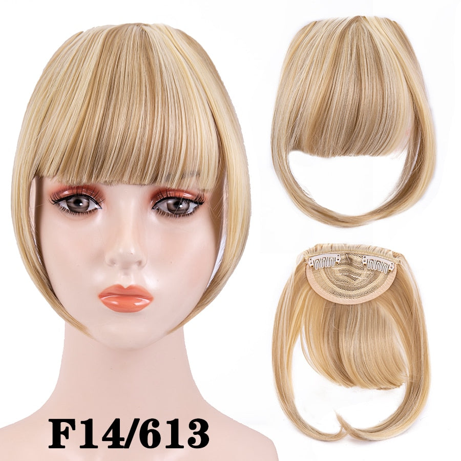 Alileader New Synthetic Blunt Bangs Soft Light Hair Bangs Clip On Hair Style Extensions False Fringe More Durable Straight Bang