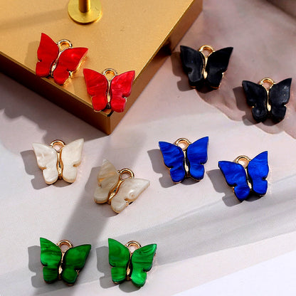 Flatfoosie 10Pcs/set Cute Butterfly Jewelry Accessories Fashion Multicolor Charm Jewelry for Making DIY Earrings Necklaces