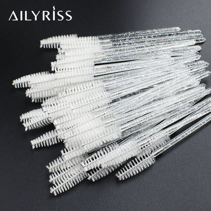 Disposable Eyelash Brush 25/50 Pcs Crystal Eye Brush Diamond Handle Mini Mascara Wands Brush Eyelash Extension Makeup Brush Set