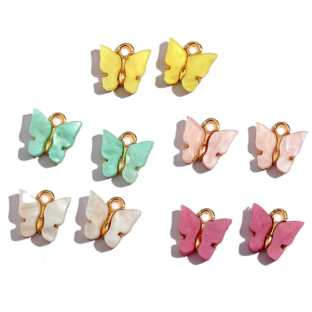 Flatfoosie 10Pcs/set Cute Butterfly Jewelry Accessories Fashion Multicolor Charm Jewelry for Making DIY Earrings Necklaces