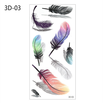 Temporary Tattoos Sticker for Women Body Art Tattoo Sticker 3D Butterfly Rose Flower Feather Tattoo Waterproof Halloween Gift