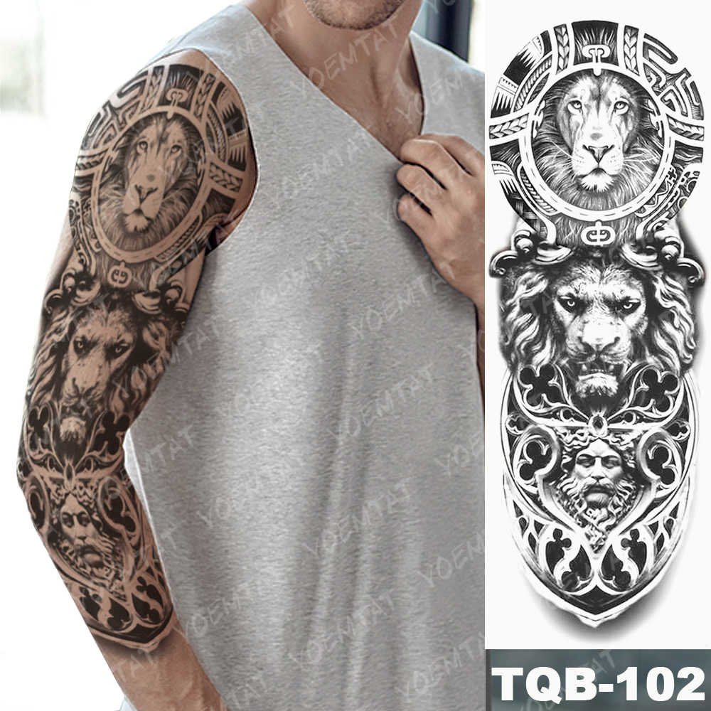 Large Size Waterproof Temporary Tattoo Stickers Prajna Demon Koi Dragon Flash Tatoo Man Body Art Transferable Fake Sleeve Tatto