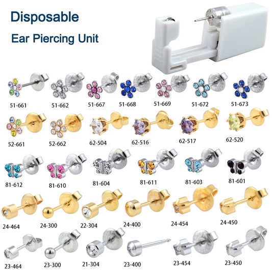 BOG-1Unit Sterlised Disposable Safety Ear Nose Piercing Device Machine Tools NO PAIN Piercer Tool Machine Kit Stud Choose Design