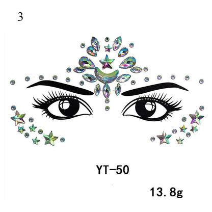 3D Crystal Tattoo Sticker Drill Stickers Eyes Sticker Party Face Stickers Face Decoration Diamond Masquerade Temporary Tattoo