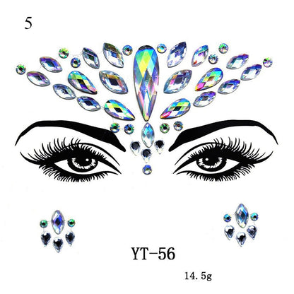 3D Crystal Tattoo Sticker Drill Stickers Eyes Sticker Party Face Stickers Face Decoration Diamond Masquerade Temporary Tattoo