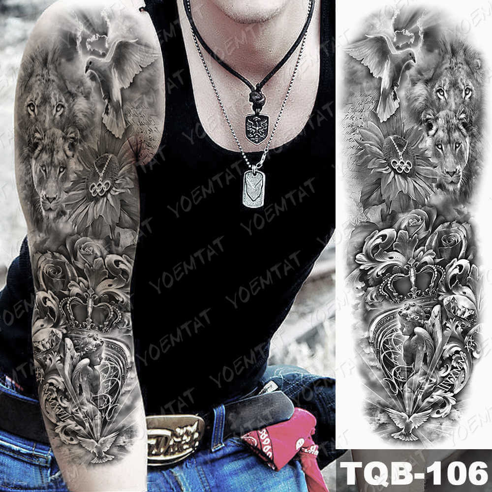 Large Size Waterproof Temporary Tattoo Stickers Prajna Demon Koi Dragon Flash Tatoo Man Body Art Transferable Fake Sleeve Tatto