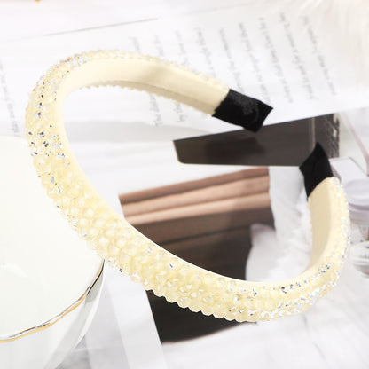 Haimeikang Retro Beaded Hairband Shiny Women Headband Hair Accessories Wide Simple Crystal Hair Hoop Head Band Girls Hairbands