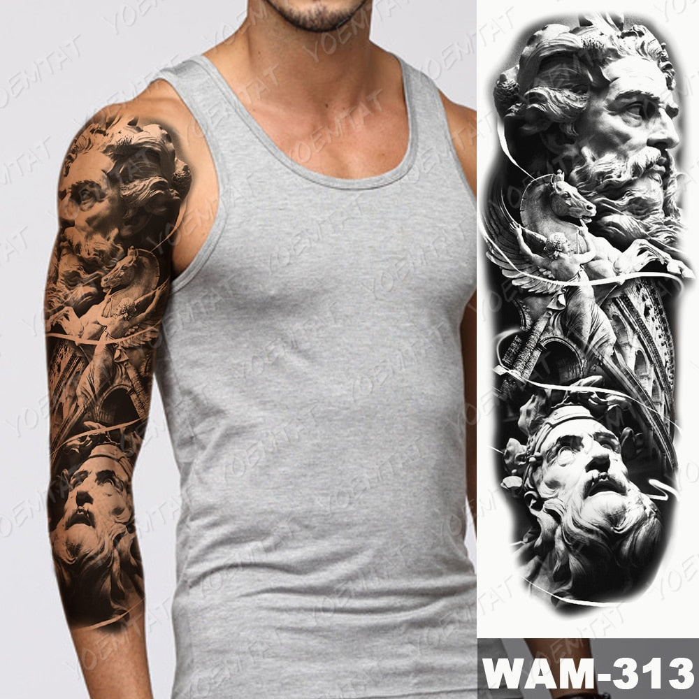 Large Arm Sleeve Tattoo Japanese Wave Waterproof Temporary Tattoo Sticker Lily Peacock Men Full Tiger Fox Tatoo Body Art Women