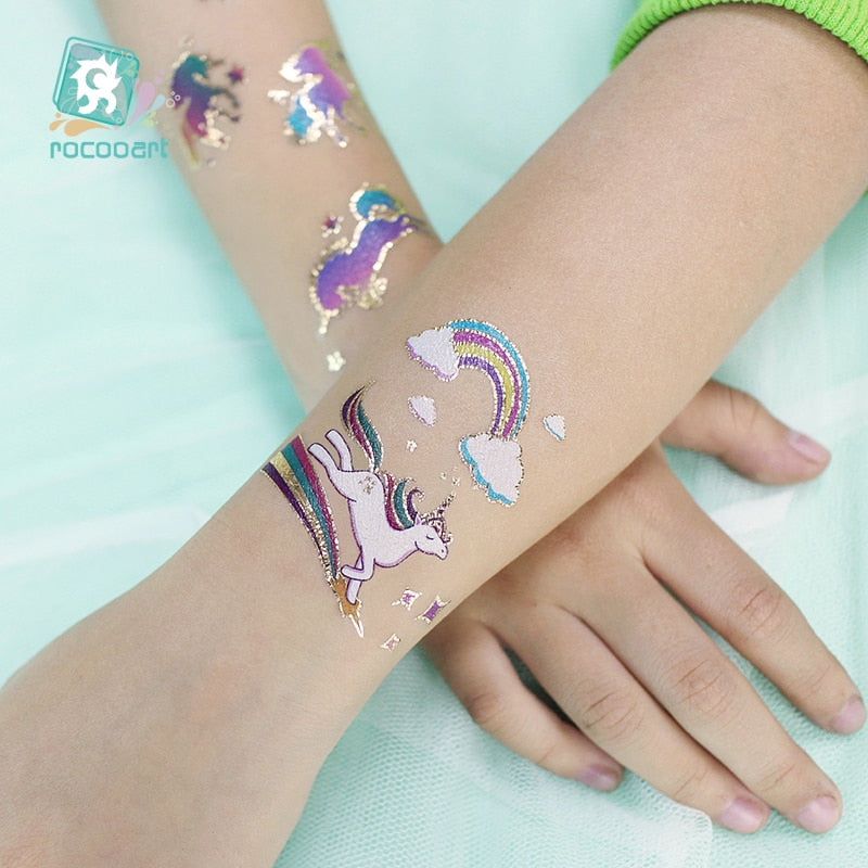 Rocooart Unicorn Tattoo Face Temporary Tattoo Child Tattoo Sticker Body Tatoo For Kids Cute Tattoo Children Tattoos Fake Taty