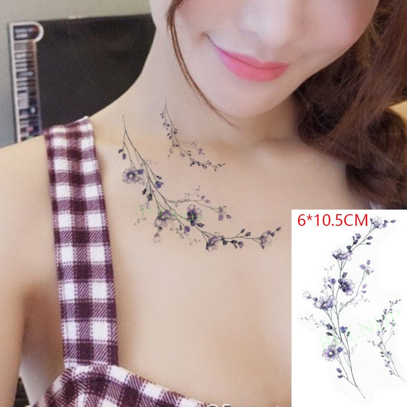 Water Transfer fake tattoo sticker sketch Rose flower snake tattoos Waterproof Temporary Tatto flash tatoo for woman man