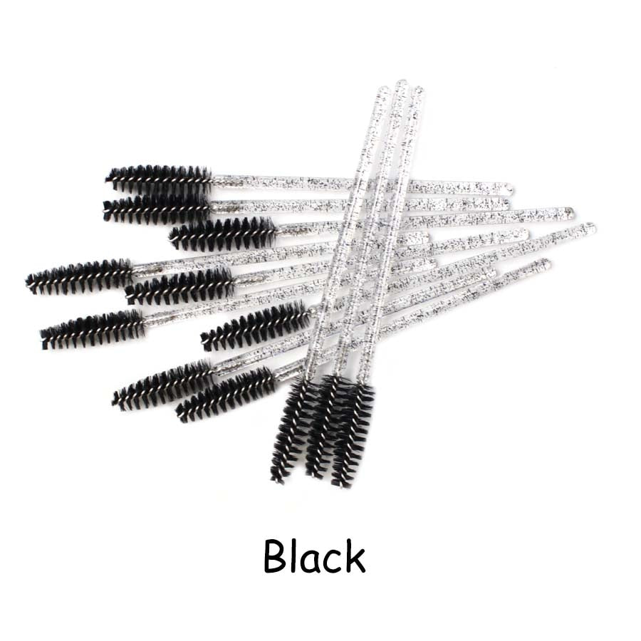 Disposable Eyelash Brush 25/50 Pcs Crystal Eye Brush Diamond Handle Mini Mascara Wands Brush Eyelash Extension Makeup Brush Set