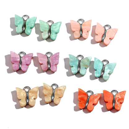 Flatfoosie 10Pcs/set Cute Butterfly Jewelry Accessories Fashion Multicolor Charm Jewelry for Making DIY Earrings Necklaces