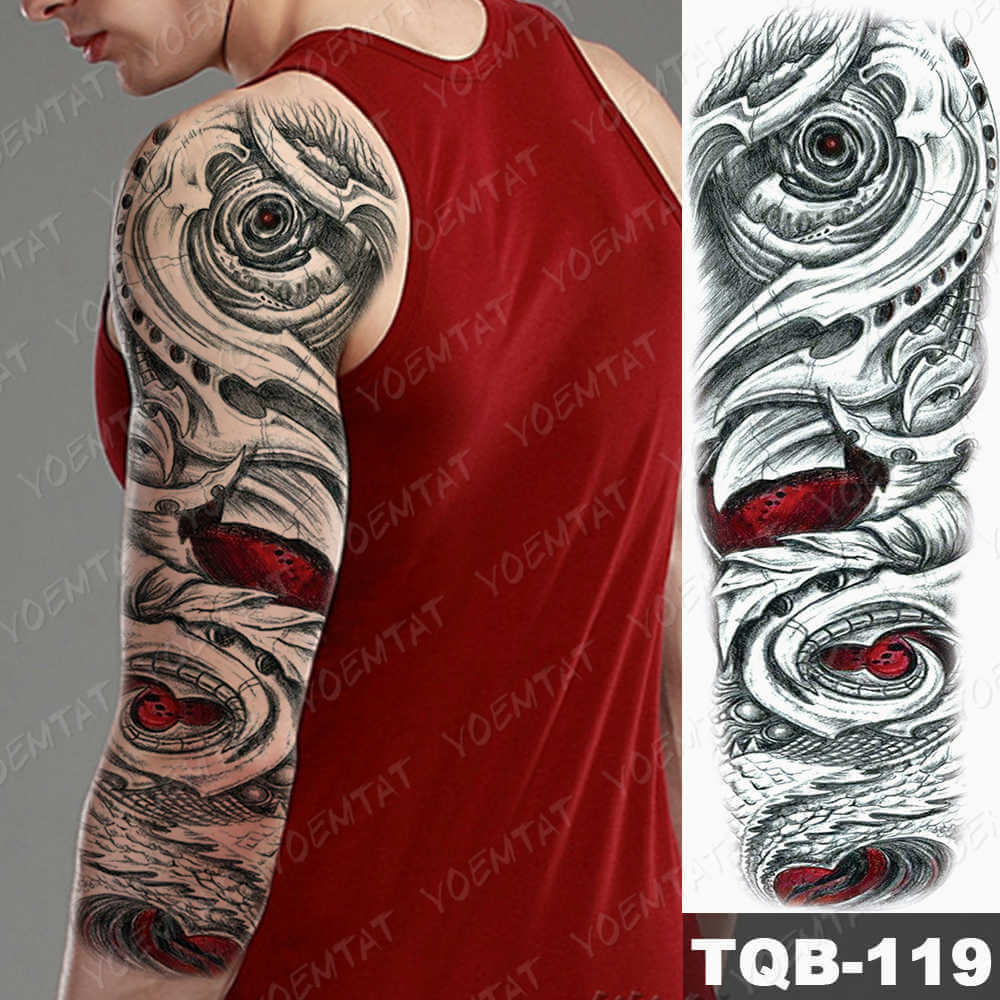 Large Size Waterproof Temporary Tattoo Stickers Prajna Demon Koi Dragon Flash Tatoo Man Body Art Transferable Fake Sleeve Tatto