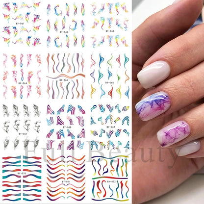 New Leopard Print Stickers For Nails Wild Animal Texture Cute Cows Designs Nail Tattoo Watermark Transfer Sliders NTBN2281-2292