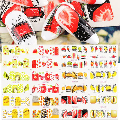 New Leopard Print Stickers For Nails Wild Animal Texture Cute Cows Designs Nail Tattoo Watermark Transfer Sliders NTBN2281-2292