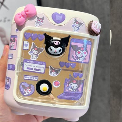 Cartoon Sanrio Makeup Brush Pen Holder Canister Send Stickers Kuromi Cinnamoroll Anime Figure My Melody Hello Kittys Girl Gift