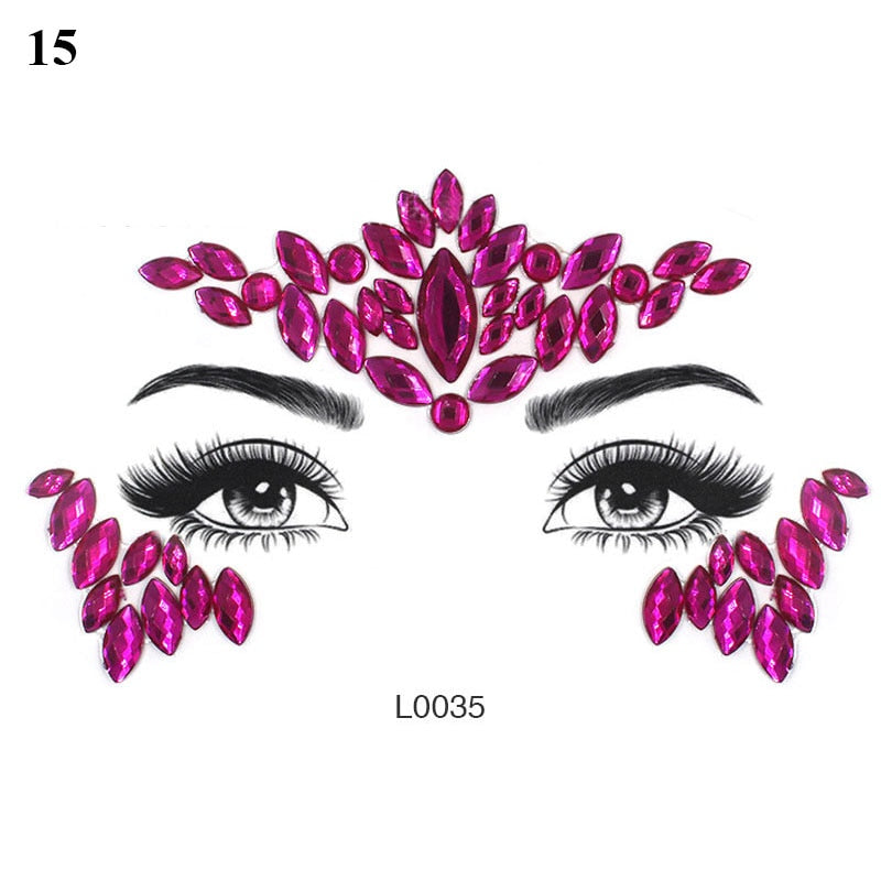 3D Crystal Tattoo Sticker Drill Stickers Eyes Sticker Party Face Stickers Face Decoration Diamond Masquerade Temporary Tattoo