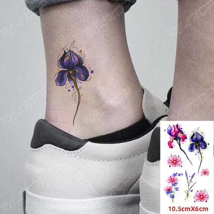 Waterproof Temporary Tattoo Sticker sexy baby&#39;s breath flower tatto small birds gun feather Water Transfer fake flash tatoo