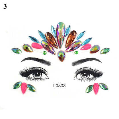 3D Crystal Tattoo Sticker Drill Stickers Eyes Sticker Party Face Stickers Face Decoration Diamond Masquerade Temporary Tattoo