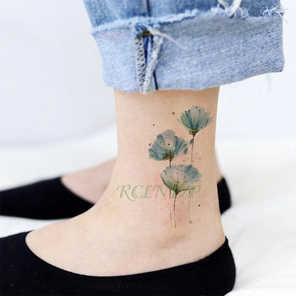 Waterproof Temporary Tattoo Sticker sexy baby&#39;s breath flower tatto small birds gun feather Water Transfer fake flash tatoo