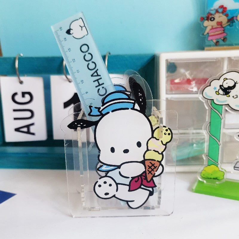 Cartoon Sanrio Makeup Brush Pen Holder Canister Send Stickers Kuromi Cinnamoroll Anime Figure My Melody Hello Kittys Girl Gift