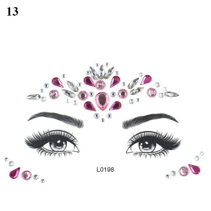 3D Crystal Tattoo Sticker Drill Stickers Eyes Sticker Party Face Stickers Face Decoration Diamond Masquerade Temporary Tattoo