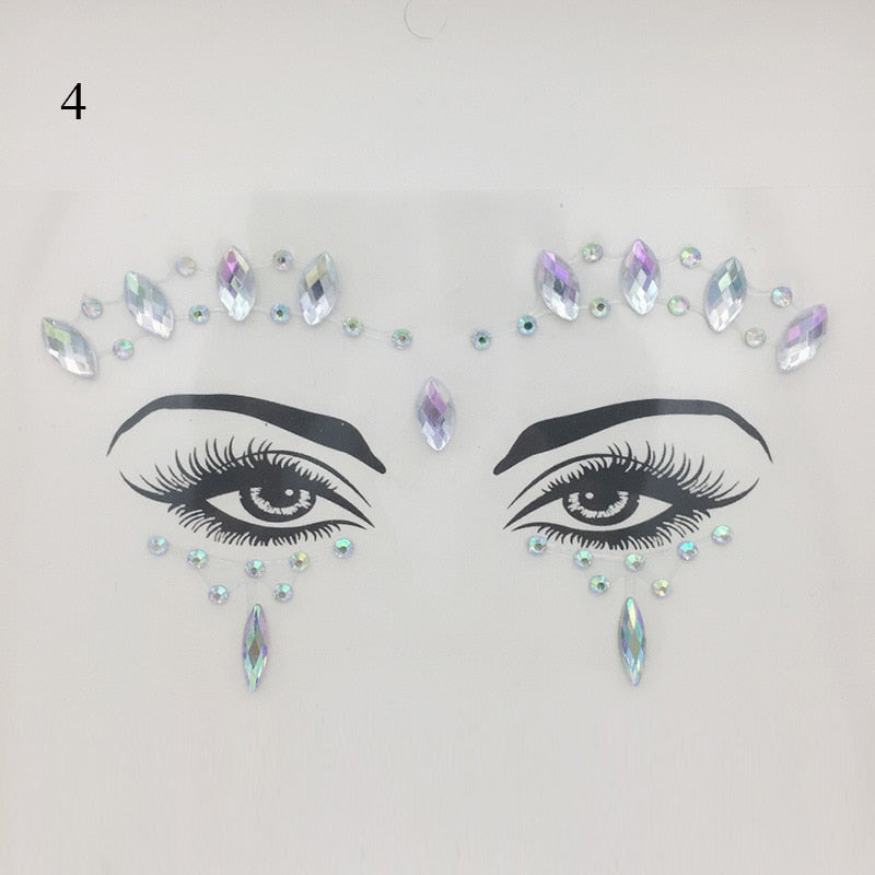 3D Crystal Tattoo Sticker Drill Stickers Eyes Sticker Party Face Stickers Face Decoration Diamond Masquerade Temporary Tattoo