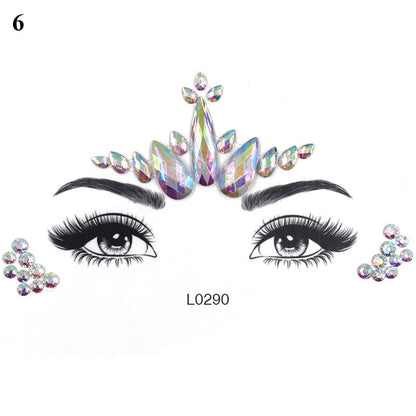 3D Crystal Tattoo Sticker Drill Stickers Eyes Sticker Party Face Stickers Face Decoration Diamond Masquerade Temporary Tattoo