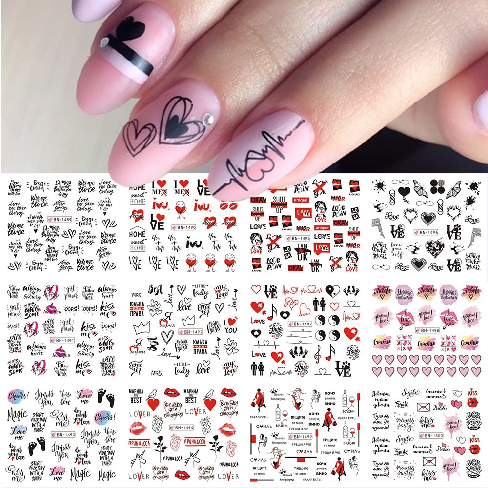 New Leopard Print Stickers For Nails Wild Animal Texture Cute Cows Designs Nail Tattoo Watermark Transfer Sliders NTBN2281-2292