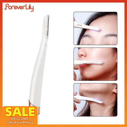 LED Lighted Facial Expoliator Face Hair Remover Shaver Electric Female Eyebrow Trimmer Razor Painless Lips Epilator Dead Skin