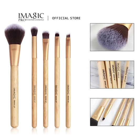 IMAGIC New Women&#39;s Fashion Brushes 5PC Wooden Cosmetics  Eyeshadow Brush Makeup Brush Sets Beauty  Tools