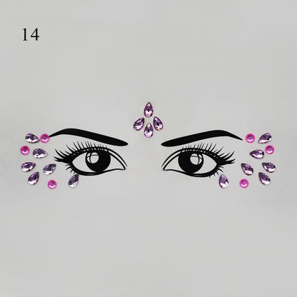 3D Crystal Tattoo Sticker Drill Stickers Eyes Sticker Party Face Stickers Face Decoration Diamond Masquerade Temporary Tattoo