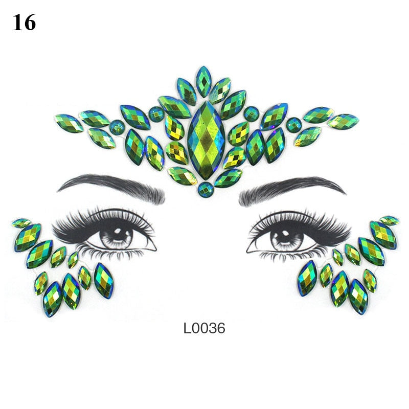 3D Crystal Tattoo Sticker Drill Stickers Eyes Sticker Party Face Stickers Face Decoration Diamond Masquerade Temporary Tattoo