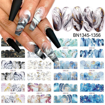 New Leopard Print Stickers For Nails Wild Animal Texture Cute Cows Designs Nail Tattoo Watermark Transfer Sliders NTBN2281-2292