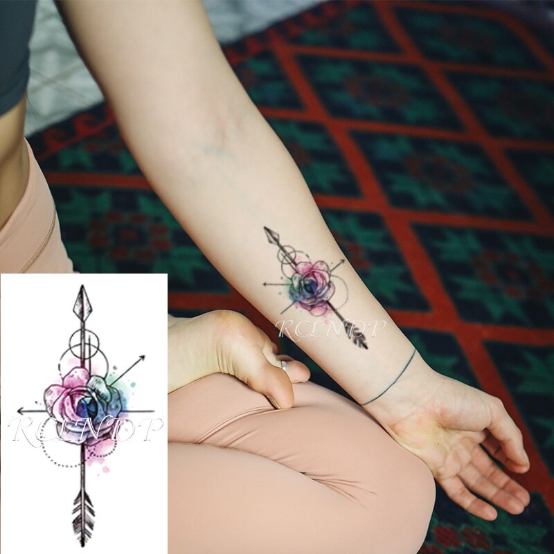 Waterproof Temporary Tattoo Sticker sexy baby&#39;s breath flower tatto small birds gun feather Water Transfer fake flash tatoo