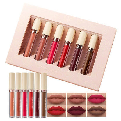 BEAUTY GLAZED 6pcs/Set Professional Liquid Lipstick Lip Gloss Makeup Matte Lipstick Lip Kit Long Lasting Cosmetics Waterproof