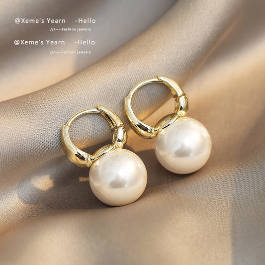 New Simple Celebrity Style Gold Color Pearl Drop Earrings For Woman 2021 Korean Fashion Jewelry Wedding Girl's Sweet Accessories