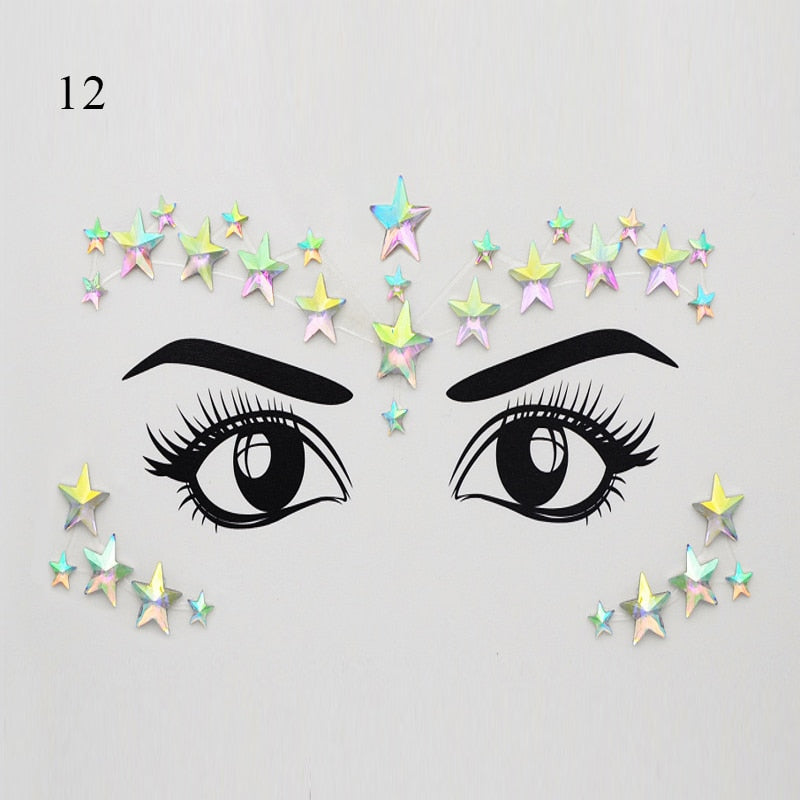 3D Crystal Tattoo Sticker Drill Stickers Eyes Sticker Party Face Stickers Face Decoration Diamond Masquerade Temporary Tattoo