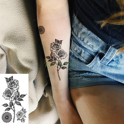 Waterproof Temporary Tattoo Sticker sexy baby&#39;s breath flower tatto small birds gun feather Water Transfer fake flash tatoo