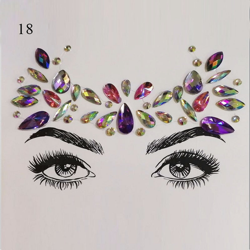 3D Crystal Tattoo Sticker Drill Stickers Eyes Sticker Party Face Stickers Face Decoration Diamond Masquerade Temporary Tattoo