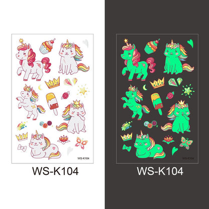 Tattoo Stickers Luminous Child Kid Temporary Fake Tattoos Glow Paste on Face Arm Leg for Children Body Art Mermaid Sticker