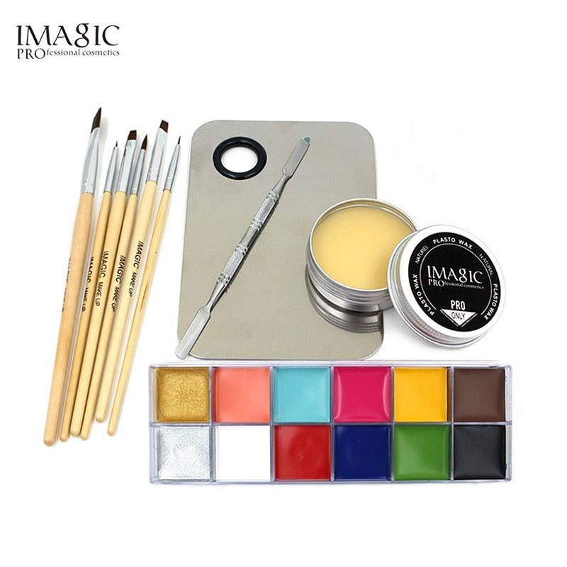 IMAGIC Professional  Makeup  Cosmetics 1 X12 Colors Body Painting+Skin Wax+professional makeup remover Makeup Set Tools