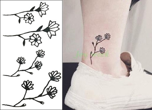 Waterproof Temporary Tattoo Sticker sexy baby&#39;s breath flower tatto small birds gun feather Water Transfer fake flash tatoo