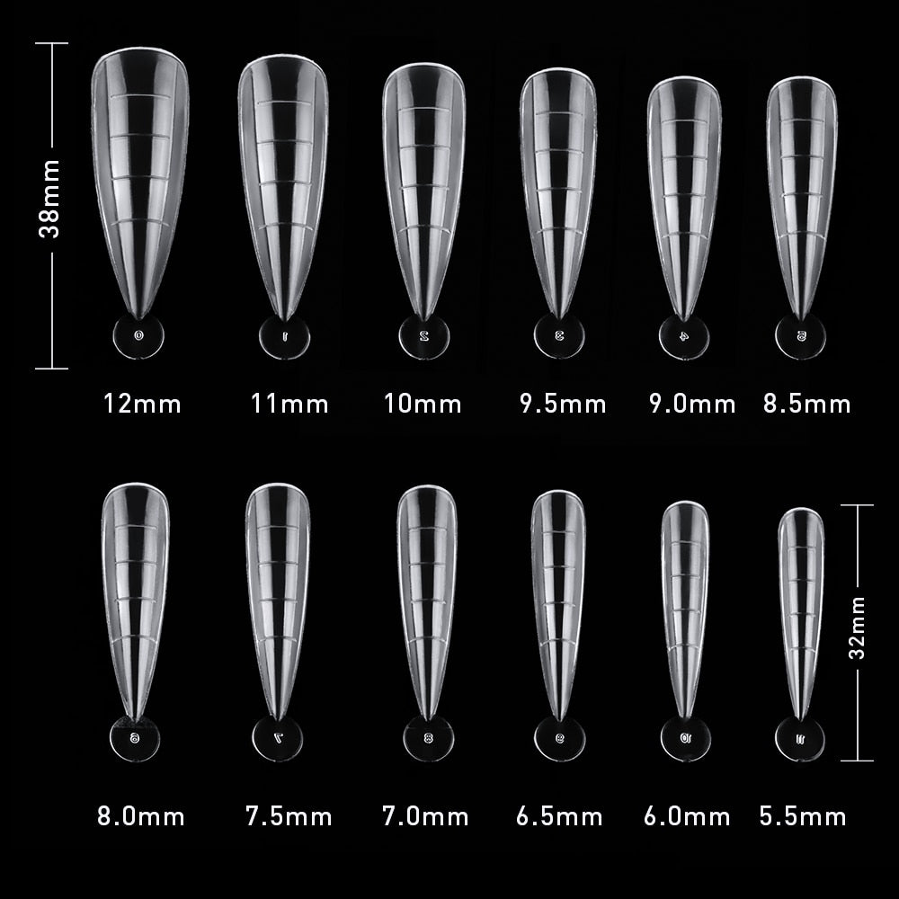 Beautilux Plastic Nail Forms Quick Building Dual Forms Poly Acryl Nail Extension Oval Stiletto Almond French Nails Tips Capsules