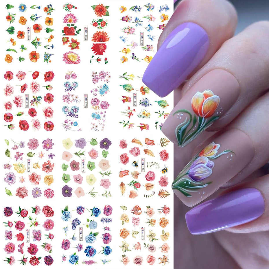 New Leopard Print Stickers For Nails Wild Animal Texture Cute Cows Designs Nail Tattoo Watermark Transfer Sliders NTBN2281-2292