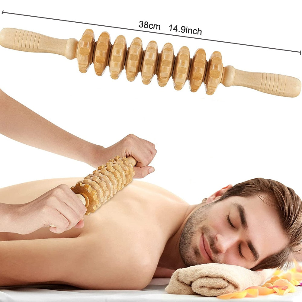 BYEPAIN Wooden Exercise Roller Sport Injury Gym Body Leg Trigger Point Muscle Roller Sticks Massager Health Care