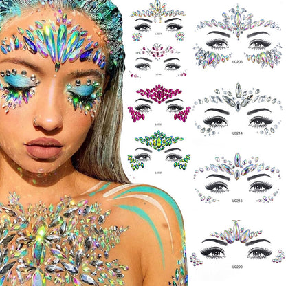 3D Crystal Tattoo Sticker Drill Stickers Eyes Sticker Party Face Stickers Face Decoration Diamond Masquerade Temporary Tattoo