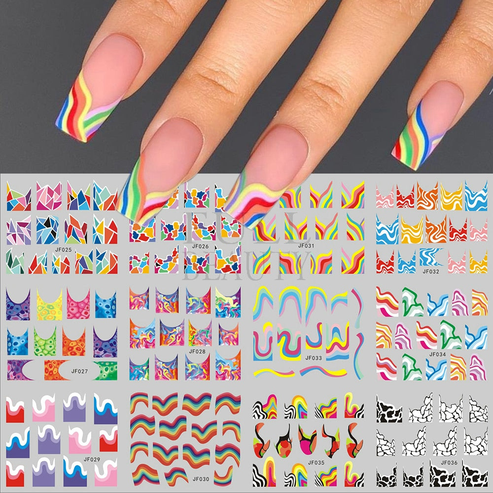 New Leopard Print Stickers For Nails Wild Animal Texture Cute Cows Designs Nail Tattoo Watermark Transfer Sliders NTBN2281-2292