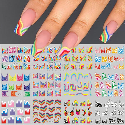 New Leopard Print Stickers For Nails Wild Animal Texture Cute Cows Designs Nail Tattoo Watermark Transfer Sliders NTBN2281-2292